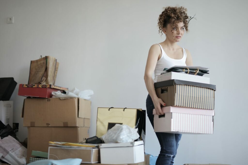 Lady moving boxes